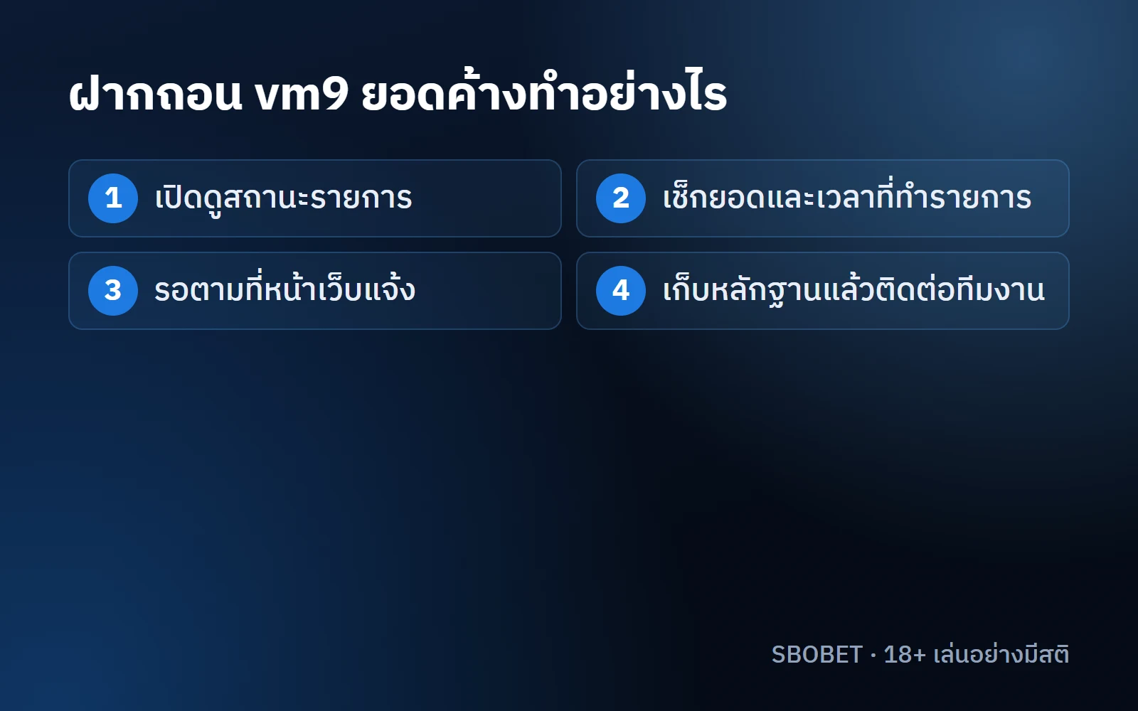 ฝากถอน vm9 ดูสถานะรายการ และ 4 ขั้นรับมือเมื่อยอดค้าง เก็บหลักฐาน เช็กบัญชี ติดต่อทีมงาน